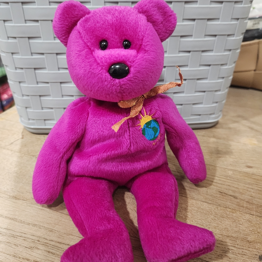 Ty Beanie Babies Millennium Bear Plush Toy - Purple - Picture 3 of 4